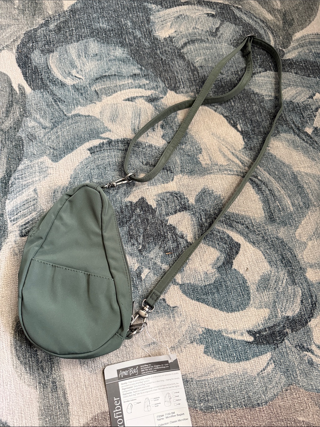 Ameribag Healthy Back Bag 8” Baglett Crossbody Sling Nylon Olive Green Bag — image 4 of 5